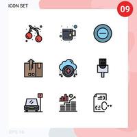 9 universelle Filledline-Flachfarben für Web- und mobile Anwendungen Neue Cloud fügt bearbeitbare Vektordesign-Elemente für die logistische Lieferung hinzu vektor