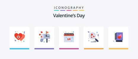 Valentinstag Flat 5 Icon Pack inklusive Liebe. Suche. Post. Liebe. Valentinsgrüße. kreatives Symboldesign vektor