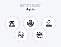 Magician Line Icon Pack 5 Icon Design. Diamant. Magie. Western. Halloween. Transformation vektor