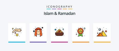 islam och ramadan linje fylld 5 ikon packa Inklusive islam. religion. blind. mubarak. islam. kreativ ikoner design vektor