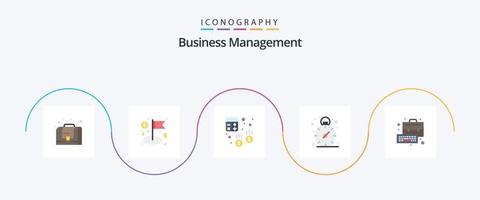 Business Management Flat 5 Icon Pack inklusive Management. Unternehmen. Prüfung. Zeit. Unternehmen vektor