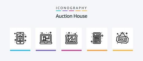 auktion linje 5 ikon packa Inklusive märka. fast egendom. affär. hus. betalning. kreativ ikoner design vektor