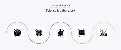 vetenskap glyf 5 ikon packa Inklusive . vetenskap. testa. labb. vetenskap vektor