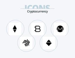 Kryptowährungs-Glyphen-Icon-Pack 5-Icon-Design. Bytecoin . Äther. Krypto . Währung . Rechnung vektor