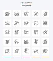 Creative Military War 25 Outline Icon Pack wie Waffe. . Fernglas. Seil. Lager vektor