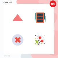4 universelle flache Symbole, die für Web- und mobile Anwendungen eingestellt sind Pfeil schließen Video Innen Multimedia editierbare Vektordesign-Elemente vektor