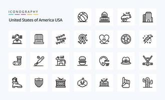 25 US-Linien-Icon-Pack vektor