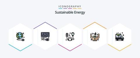 nachhaltige Energie 25 gefüllte Symbolpakete einschließlich . . Elektrizität. Lieferwagen. Energie vektor