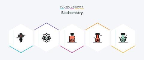 Biochemie 25 Filledline Icon Pack inklusive Demoflasche. Biologie. Labor. Biochemie. Flasche vektor