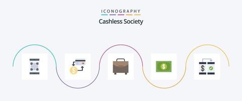 Cashless Society Flat 5 Icon Pack inklusive Zahlung. Währung. Kredit. Zahlung vektor