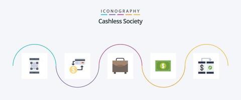 kontantlös samhälle platt 5 ikon packa Inklusive betalning. valuta. kreditera. betalning vektor