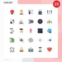 Piktogrammsatz aus 25 einfachen flachen Farben der Sicherheits-App zum Schutz der wichtigsten editierbaren Vektordesignelemente vektor