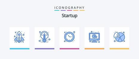 börja blå 5 ikon packa Inklusive paj. ppc. klocka. per. klick. kreativ ikoner design vektor