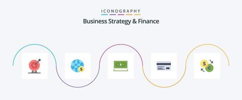 företag strategi och finansiera platt 5 ikon packa Inklusive kreditera kort. kreditera. pengar. notera. betalning vektor