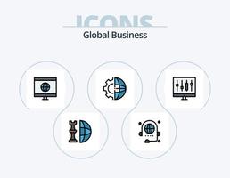 global företag linje fylld ikon packa 5 ikon design. Graf. Diagram. global. företag. presentation vektor