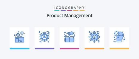 Produktmanagement Blue 5 Icon Pack inklusive Gehirn. Paket. Benutzer. bündeln. Kasten. kreatives Symboldesign vektor