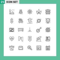 Stock Vector Icon Pack mit 25 Zeilenzeichen und Symbolen für Barriere-Insignien Marketing-Abzeichen Internet-editierbare Vektordesign-Elemente