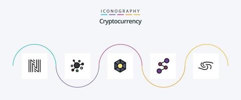 kryptovaluta linje fylld platt 5 ikon packa Inklusive mynt. crypto valuta. vidd. krypto. spreadcoin vektor