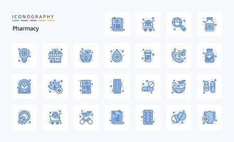 25 blaue Icon-Packs für Apotheken vektor