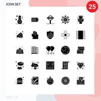 Packung mit 25 modernen soliden Glyphen-Zeichen und Symbolen für Web-Printmedien wie z vektor