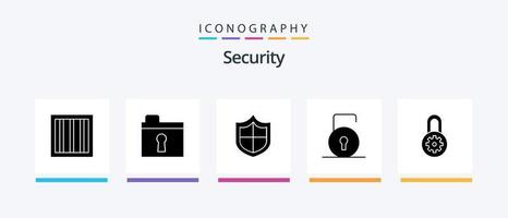 Security Glyph 5 Icon Pack inklusive . Optionen. Sicherheit. sperren. Sicherheit. kreatives Symboldesign vektor