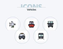 Fahrzeuge Linie gefüllt Icon Pack 5 Icon Design. nehmen. aus. Transport. Flug. Transport vektor