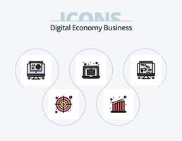 digitale Wirtschaft Business Line gefüllt Icon Pack 5 Icon Design. Digital. Einstellung. Digital. Seite. Kodierung vektor