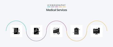 medizinische dienste glyph 5 icon pack einschließlich medizinischer beratung. Webseite des Krankenhauses. medizinisch. Verschreibung. Krankenhaus vektor