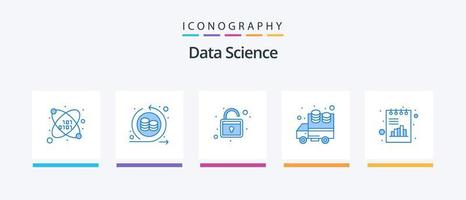 data vetenskap blå 5 ikon packa Inklusive Diagram. dokumentera. effektivisera. analyser. överföra. kreativ ikoner design vektor