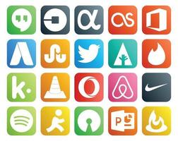 20 Social Media Icon Pack, einschließlich Opera Media Stumbleupon VLC Tinder vektor