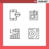 uppsättning av 4 modern ui ikoner symboler tecken för mobil lång knutpunkter ljud termin redigerbar vektor design element
