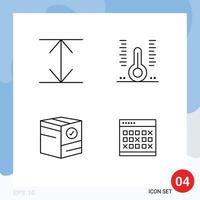 Satz von 4 kommerziellen Filledline-Flachfarbpaketen für Pfeile, Handel, Gesundheitswesen, Thermometer, Versand, editierbare Vektordesign-Elemente vektor