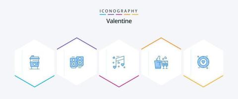 valentine 25 blå ikon packa Inklusive signal. bröllop. musik. kärlek. flaska vektor