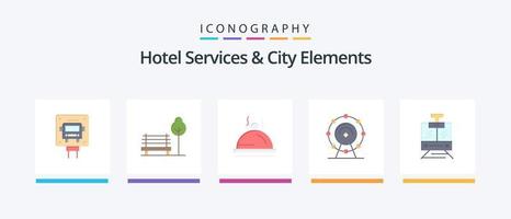 Hotelservices und City Elements Flat 5 Icon Pack inklusive Public. Hotel. Hotel . Service. Browser. kreatives Symboldesign vektor