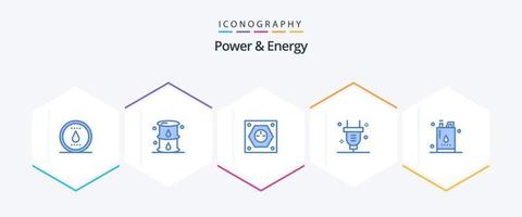 Kraft und Energie 25 blaue Icon-Packs inklusive Strom. Energie. Energie. Stecker. Energie vektor