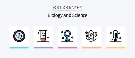 biologi linje fylld 5 ikon packa Inklusive medicin. biologi. fysik. anatomi. kemi. kreativ ikoner design vektor