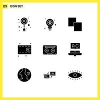 9 kreative Symbole, moderne Zeichen und Symbole von Musik-Audio-Klonen, analoges Geld, bearbeitbare Vektordesign-Elemente vektor