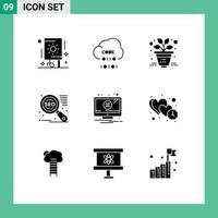 9 kreativ ikoner modern tecken och symboler av underrättelse varna programmering marknadsföring Sök motor redigerbar vektor design element