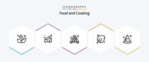 Lebensmittel 25-Zeilen-Icon-Pack einschließlich . Lebensmittel. Lebensmittel. Fast Food. Ei vektor