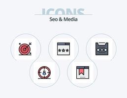 seo och media linje fylld ikon packa 5 ikon design. sida. media. media spelare. motor. ui vektor