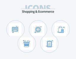 Einkaufen und E-Commerce blau Icon Pack 5 Icon Design. bieten. Laden. Produkt. Tasche. Qualitätsmarke vektor