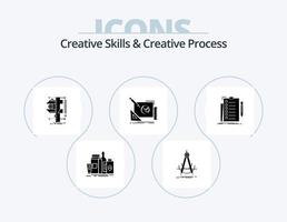 kreative Fähigkeiten und kreativer Prozess Glyph Icon Pack 5 Icon Design. kreativ. Logo. Kompass. Messung. Bremssättel vektor