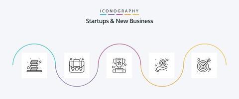 Startups und New Business Line 5 Icon Pack inklusive . Ziel. Gewinner. Pfeil. Zahlung vektor