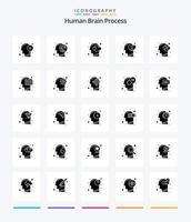 kreativ mänsklig hjärna bearbeta 25 glyf fast svart ikon packa sådan som huvud. känslor. mänsklig. mänsklig. huvud vektor