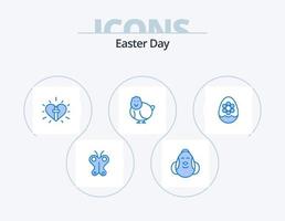 Ostern blau Icon Pack 5 Icon Design. glücklich. Ostern. glücklich. Hähnchen. Christian vektor