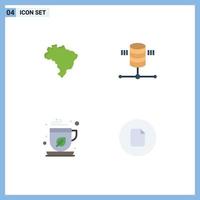 Benutzeroberflächenpaket mit 4 grundlegenden flachen Symbolen von Brasilien Mocha Computing Webhosting-Dokument editierbare Vektordesign-Elemente vektor