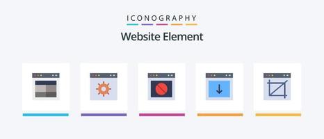 Website-Element Flat 5 Icon Pack inklusive Element. Pfeil. Webseite. App. Netz. kreatives Symboldesign vektor
