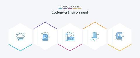 ekologi och miljö 25 blå ikon packa Inklusive kunskap. utbildning. grön. kraft. energi vektor