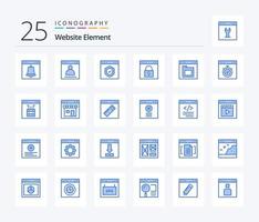 Website-Element 25 blaues Symbolpaket mit Schloss. Browser. Seite. Schutz. Schnittstelle vektor