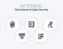 Data Science und Cyber Security Line Icon Pack 5 Icon Design. Kamera. Sicherheit. Schild. Vorhängeschloss. sicher vektor